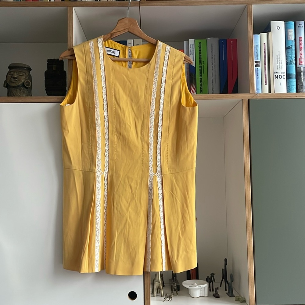 Moschino Yellow Tunic with Cream Lace Trim